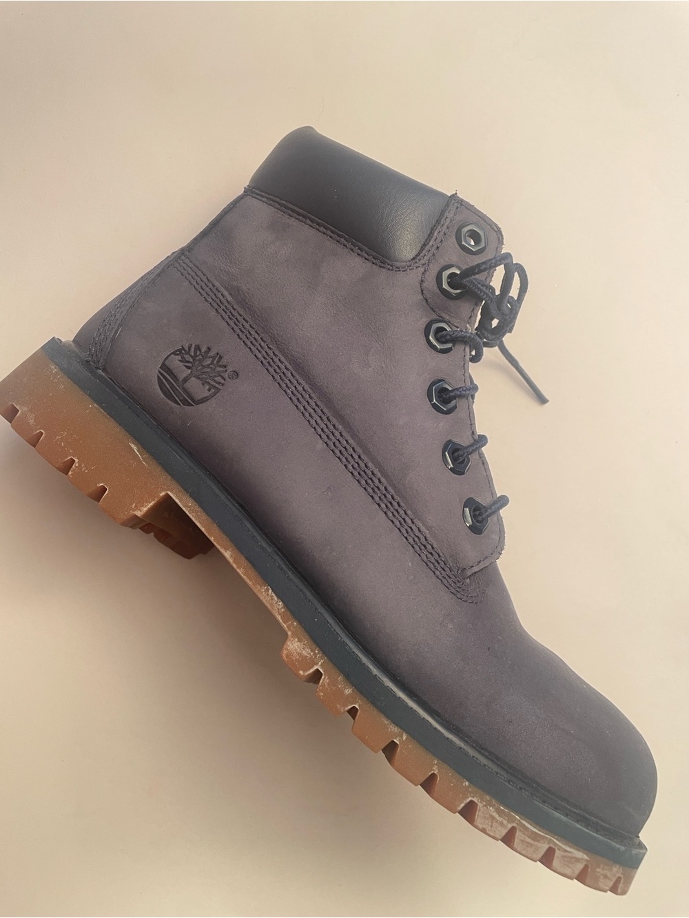 Timberland Blue Grey with Brown Lug Sole with Branded Tread